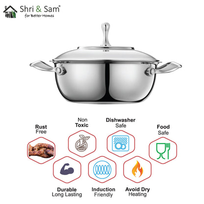 Stainless Steel Multi Kadhai with Lid