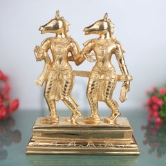 Ashwini Kumar Bronze Idol Murti Vigraha, Ashvini Deva Devata Panchaloha Chola Style South Indian Temple Statue for Puja & Home Installation, Gold, 13 Inch, 1 Piece