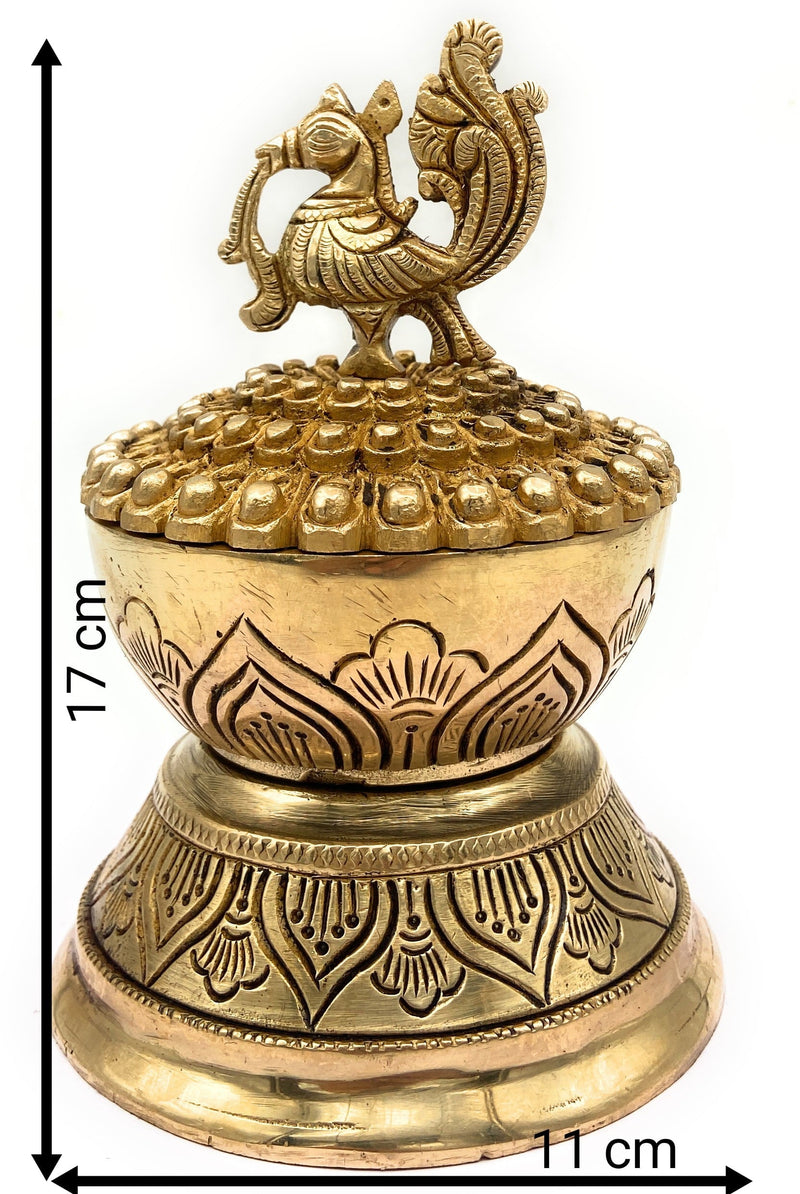 Brass Dhoop Dani, Peetal Sambrani Burner, Pital Agarbatti Stand, Pittal Dhoop Holder Idol, Traditional Indian Pooja Murti,Gold, 7 Inch, 1 Piece