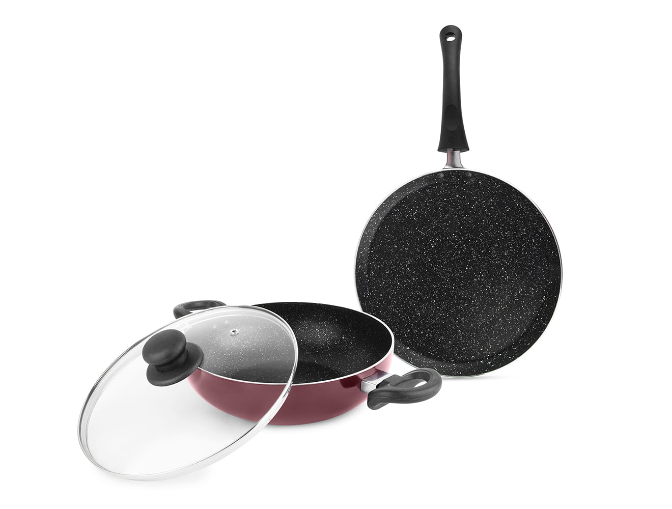 New My Kitchen 2Pc Set,Burgundy(Fp 24Cm & Kd 24Cm With Lid) (Milton Procook)