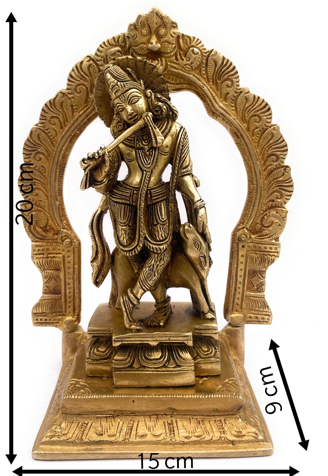 Brass Krishna Idol – Gopal Murti, Radha-Krishna Vigraham, Balakrishna Statue, Home & Temple Decor, Pooja Brass Idol,Gold, 8 Inch, 1 Piece