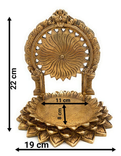 Handcrafted Brass Pooja Chowki Peetha Bajot Sinhasan, Puja Pat Peetam Aasan Mandap Platform for Home Mandir & Temple Decor,Gold, 9 Inch, 1 Piece