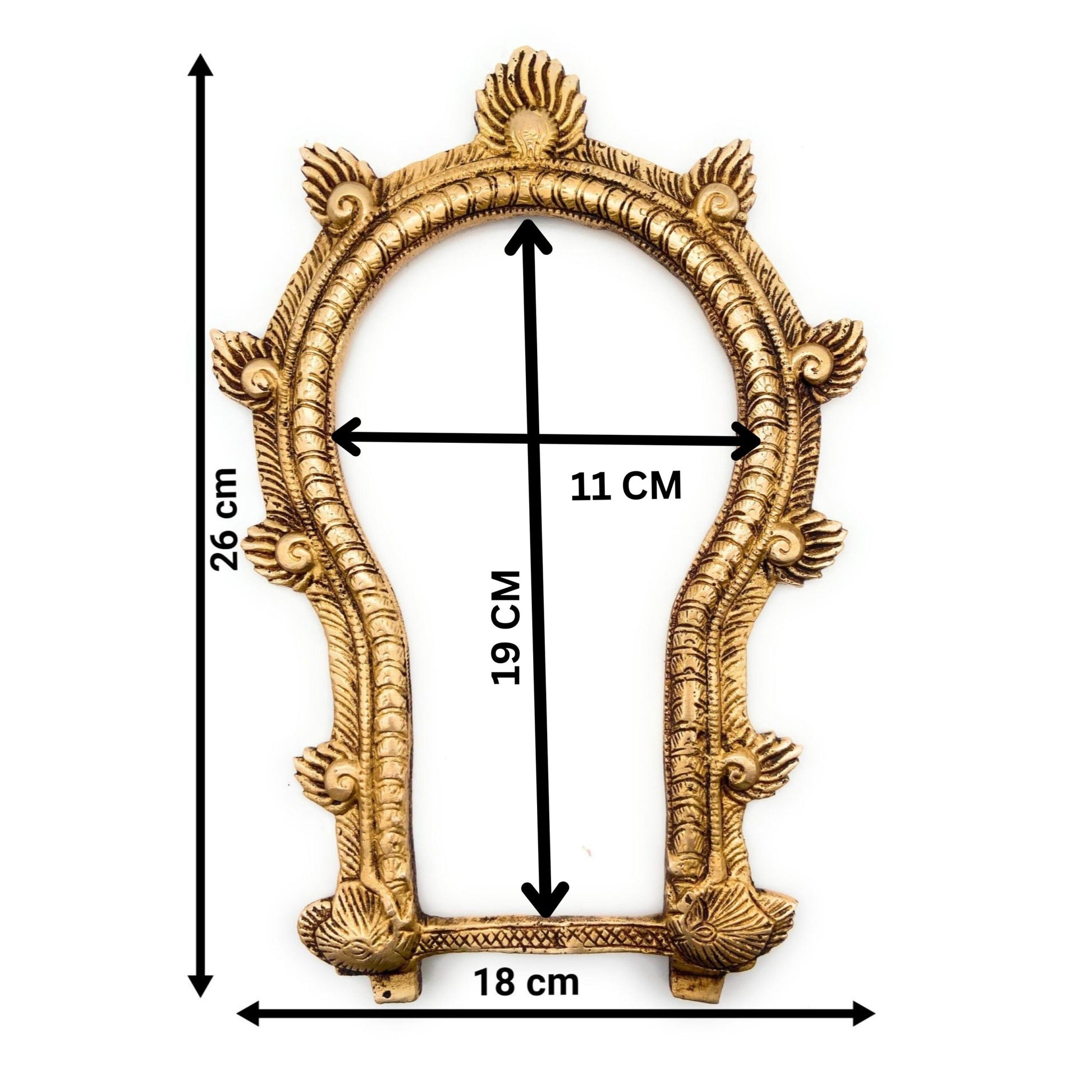 Bhunes Brass Traditional Prabhavali Arch Frame – Wall Hanging Prabhawali for Home Temple & Deity Backdrop | Prabhaval Decor for Pooja Room, Gold, 10.5 Inch, 1 Piece