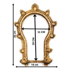 Bhunes Brass Traditional Prabhavali Arch Frame – Wall Hanging Prabhawali for Home Temple & Deity Backdrop | Prabhaval Decor for Pooja Room, Gold, 10.5 Inch, 1 Piece