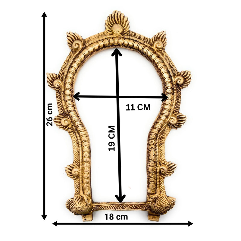 Bhunes Brass Traditional Prabhavali Arch Frame – Wall Hanging Prabhawali for Home Temple & Deity Backdrop | Prabhaval Decor for Pooja Room, Gold, 10.5 Inch, 1 Piece