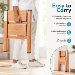 Corvids 2-Steps Premium Folding Step Stool | 2-Year Warranty | Wide Anti-Slip Pedal, Portable Lightweight Aluminum Step Ladder for Home and Office Use (Teak)-6