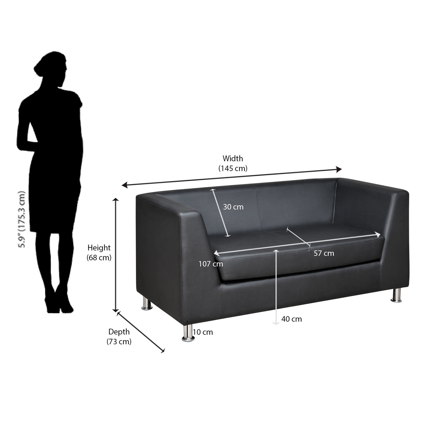 Nilkamal Russo 2 Seater Sofa (Cola Black)