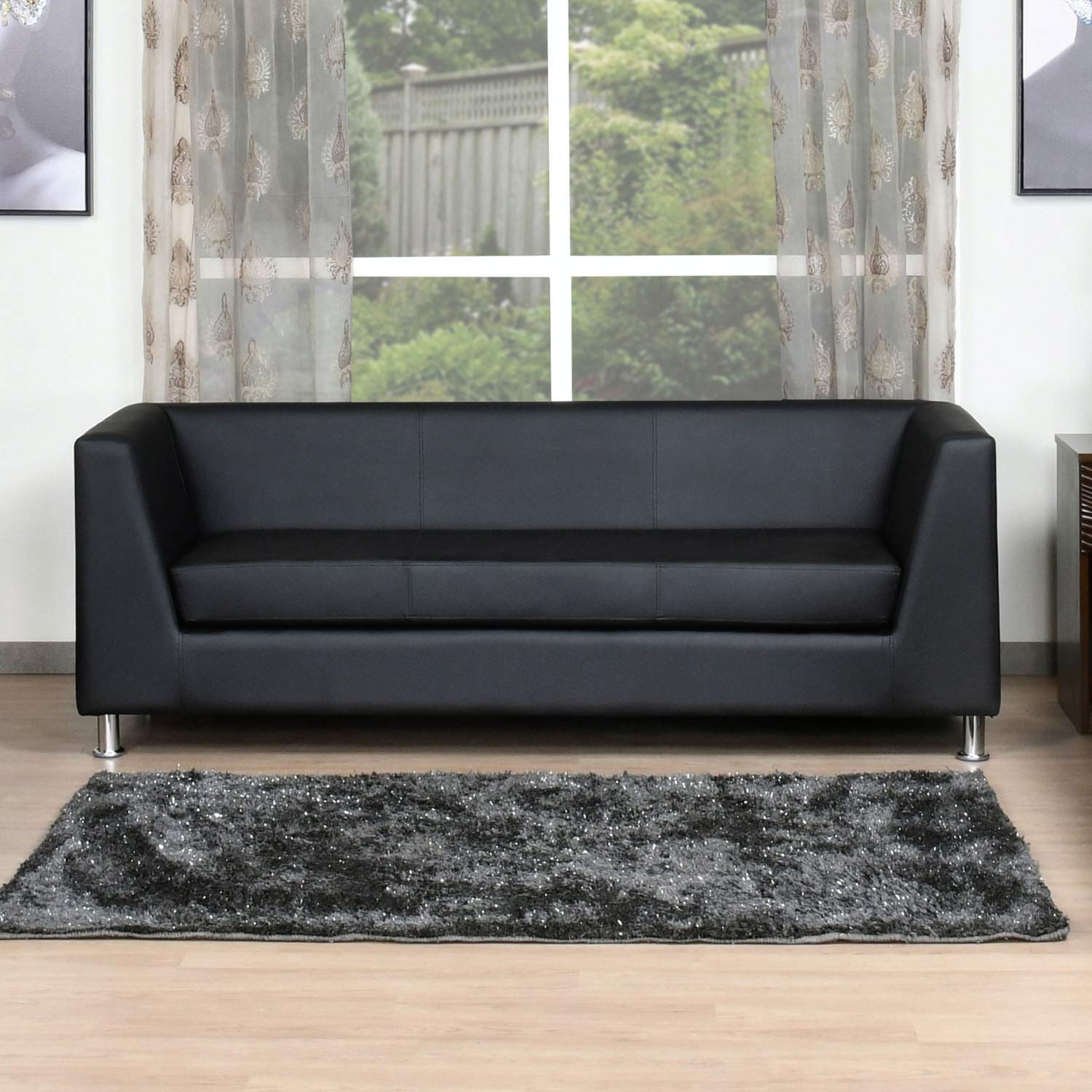 Nilkamal Russo 3 Seater Sofa (Black)