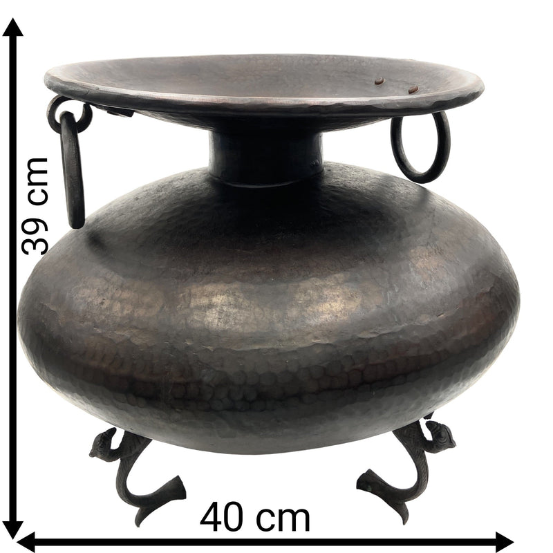 Brass Planter Bowl Peetal Pital Pittal Decorative Plant Pot, Handcrafted Large Indoor Outdoor Brass Flower Bowl, Brown, 15.5 Inch, 1 Piece