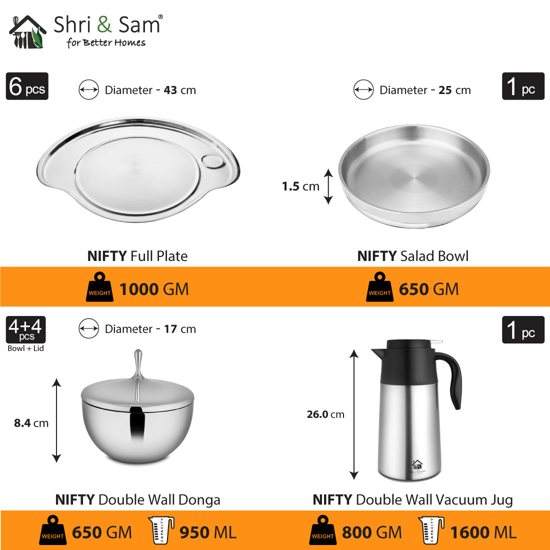 Stainless Steel 72 PCS Dinner Set (6 People) Nifty