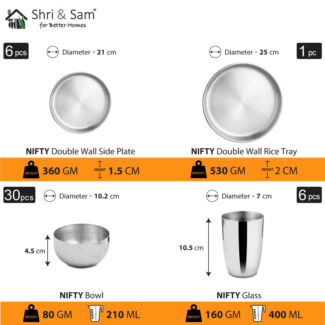 Stainless Steel 72 PCS Dinner Set (6 People) Nifty