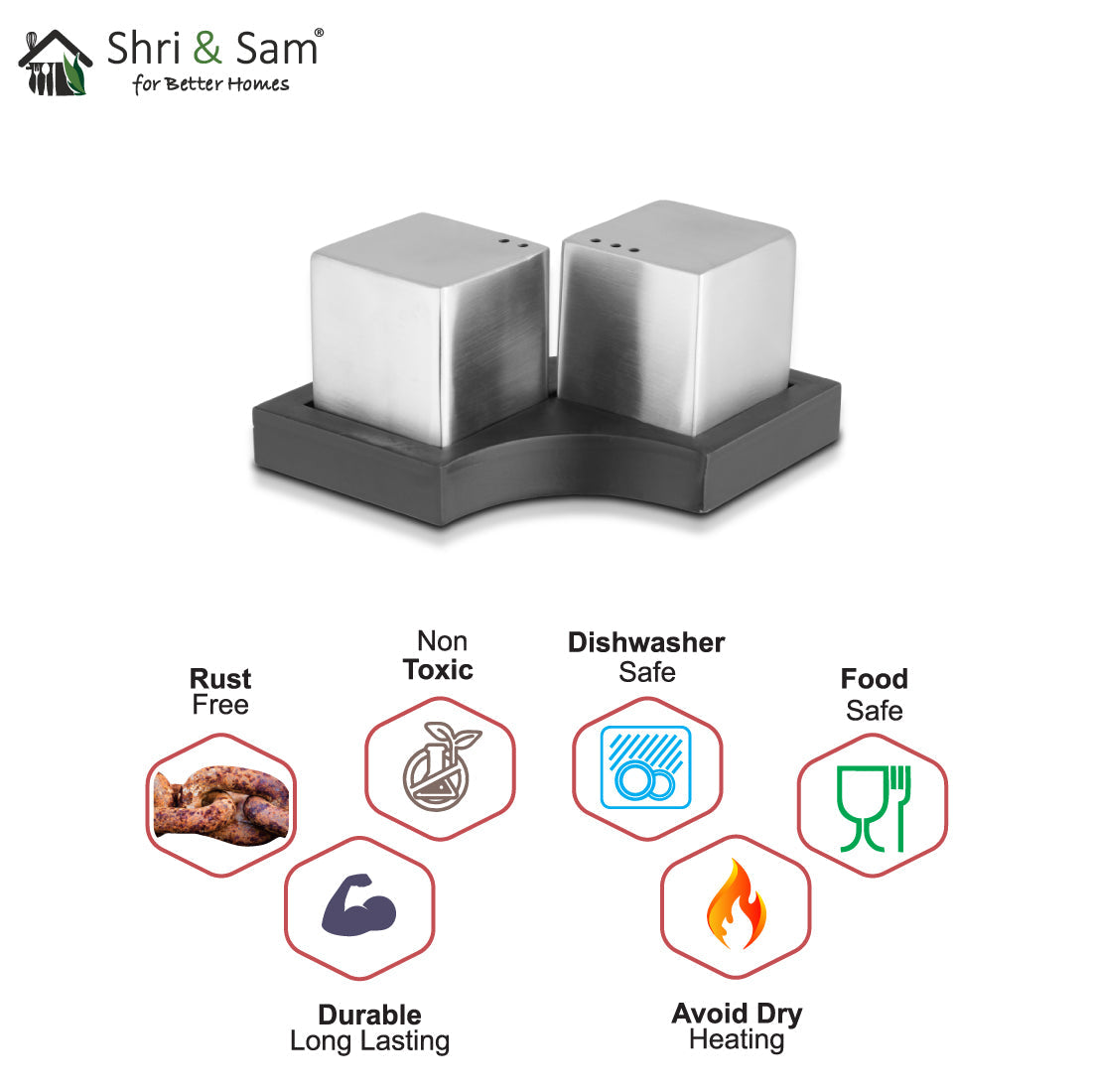 Stainless Steel Dice Salt & Pepper Nikki