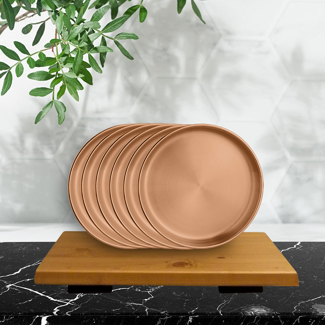 Stainless Steel 6 PCS Double Wall Side Plate with Rose Gold PVD Coating Nikki