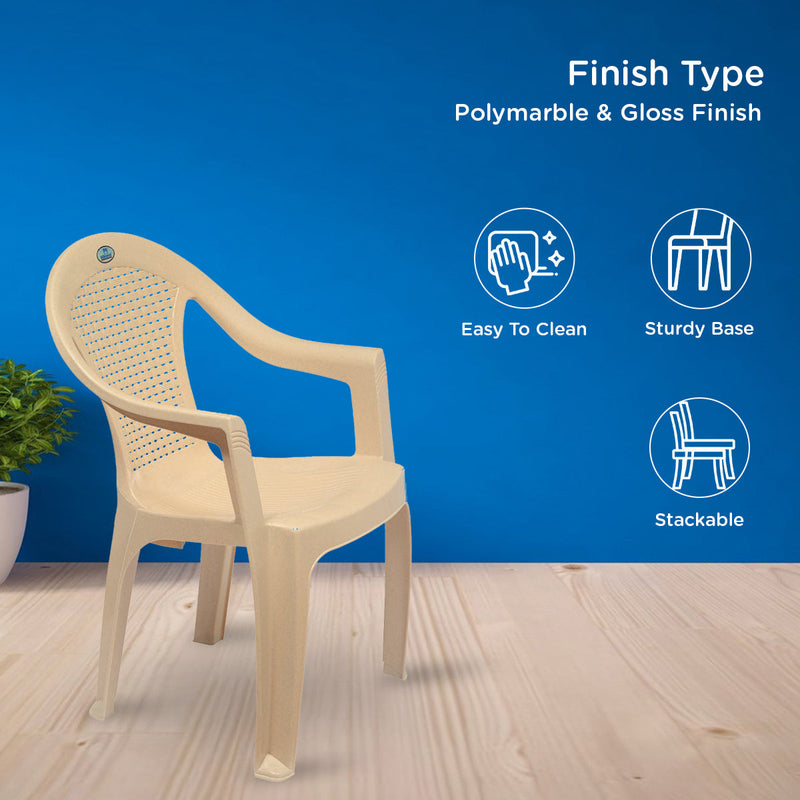 Nilkamal CHR2051 Plastic Arm Chair (Marble Beige)