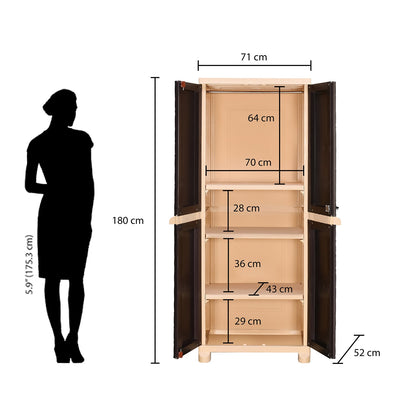 Nilkamal Freedom Big 6 (FB6) Plastic Storage Cabinet (Weather Brown /  Biscuit)