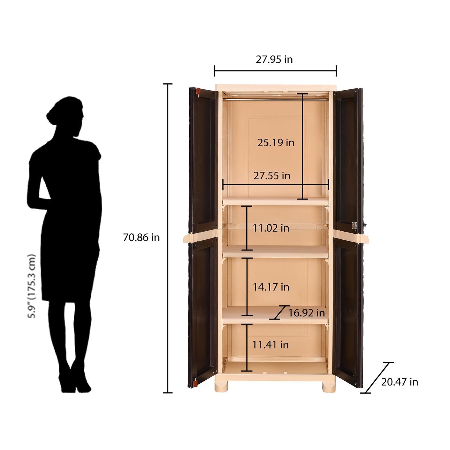 Nilkamal Freedom Big 6 (FB6) Plastic Storage Cabinet (Weather Brown /  Biscuit)