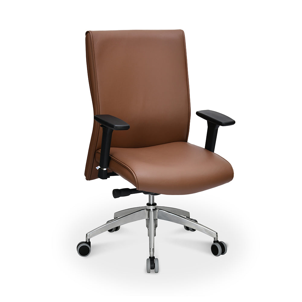 Nilkamal Command Mid Back Leather Office Chair (Tan)