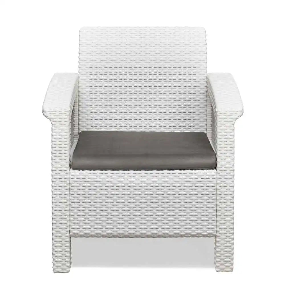 Nilkamal Goa Plastic 3 + 1 + 1 Seater Sofa with Cushion (Milky White and Grey)