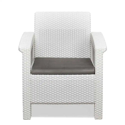 Nilkamal Goa Plastic 3 + 1 + 1 Seater Sofa with Cushion (Milky White and Grey)