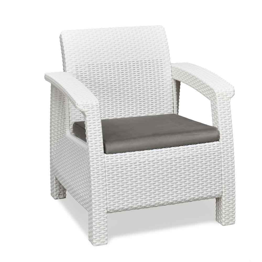 Nilkamal Goa Plastic 1 Seater Sofa with Cushion (Milky White and Grey)