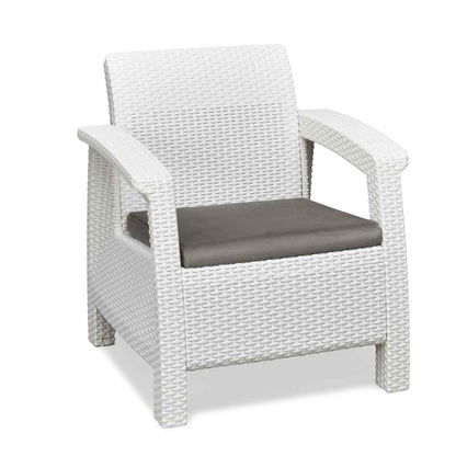 Nilkamal Goa Plastic 1 Seater Sofa with Cushion (Milky White and Grey)