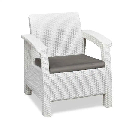 Nilkamal Goa Plastic 3 + 1 + 1 Seater Sofa with Cushion (Milky White and Grey)