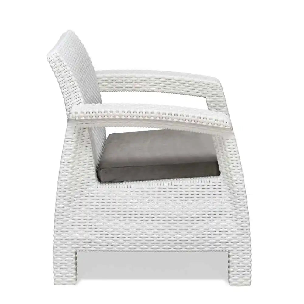 Nilkamal Goa Plastic 3 + 1 + 1 Seater Sofa with Cushion (Milky White and Grey)