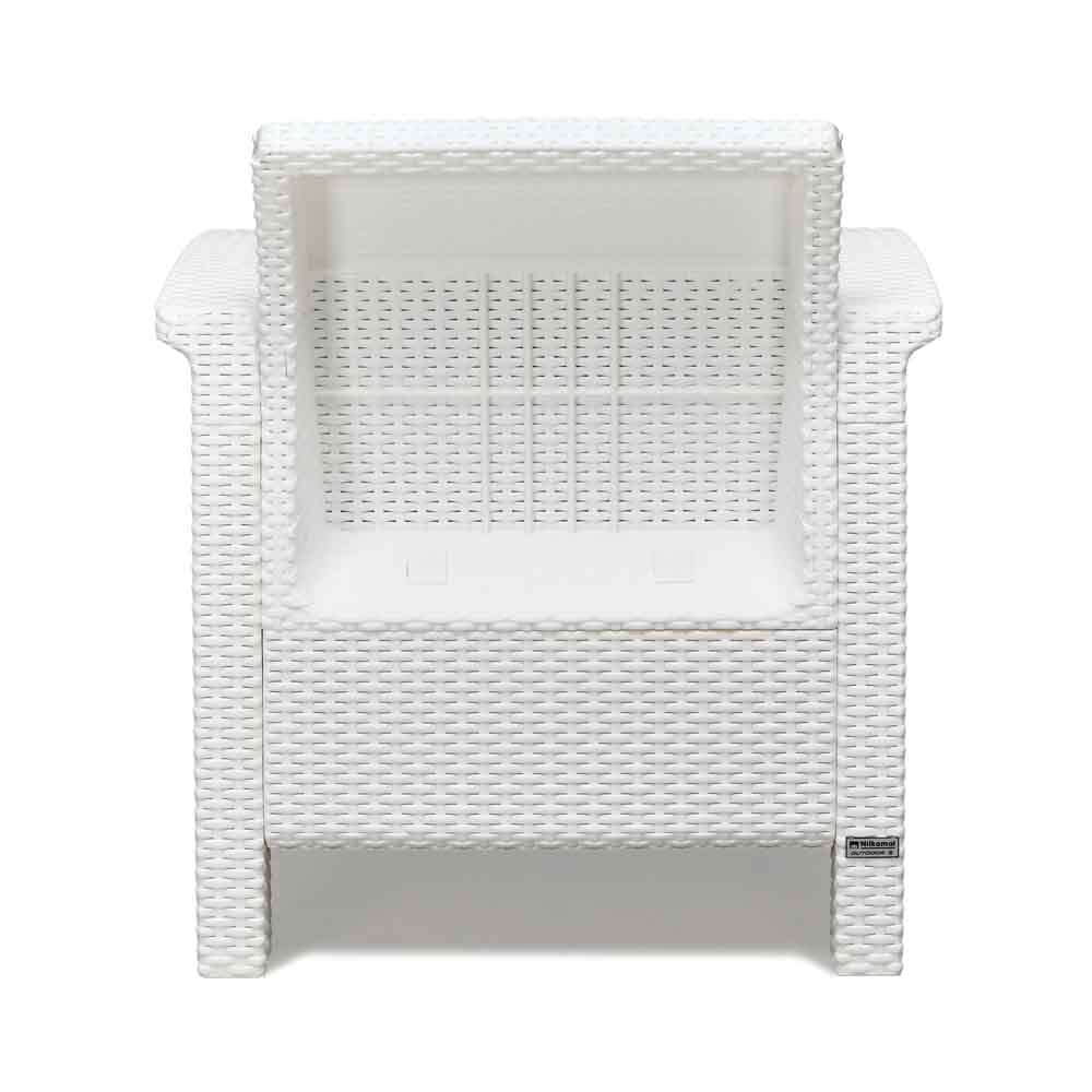 Nilkamal Goa Plastic 1 Seater Sofa with Cushion (Milky White and Grey)