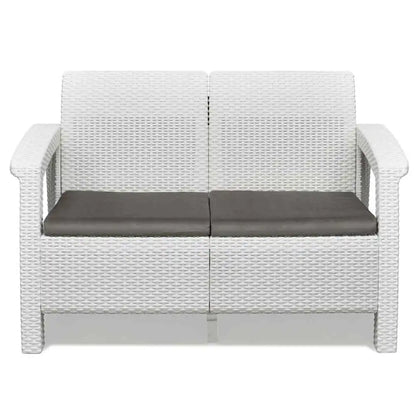 Nilkamal Goa Plastic 2 Seater Sofa with Cushion (Milky White and Grey)