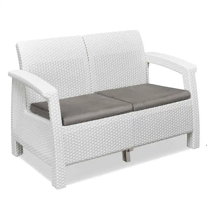 Nilkamal Goa Plastic 2 Seater Sofa with Cushion (Milky White and Grey)