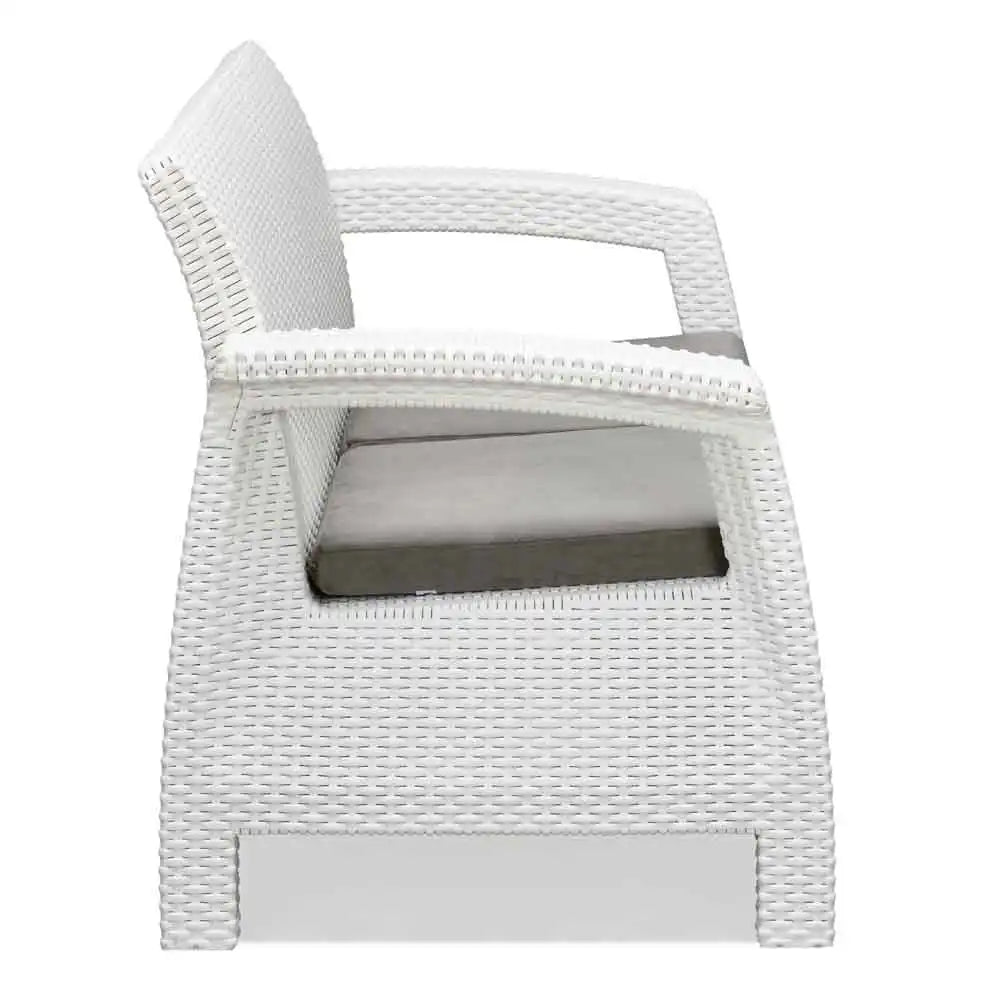 Nilkamal Goa Plastic 2 Seater Sofa with Cushion (Milky White and Grey)