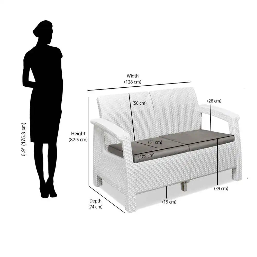 Nilkamal Goa Plastic 2 Seater Sofa with Cushion (Milky White and Grey)