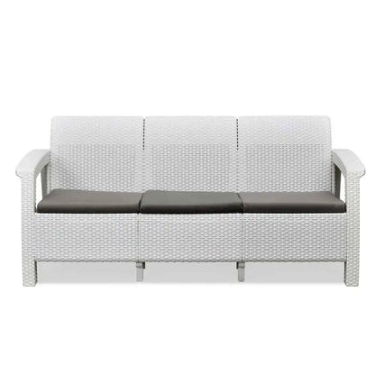 Nilkamal Goa Plastic 3 + 1 + 1 Seater Sofa with Cushion (Milky White and Grey)
