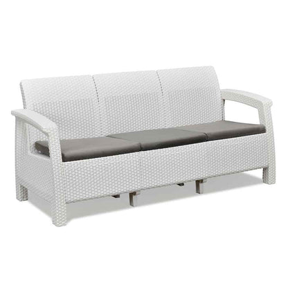 Nilkamal Goa Plastic 3 Seater Sofa with Cushion (Milky White and Grey)
