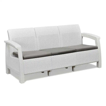 Nilkamal Goa Plastic 3 + 1 + 1 Seater Sofa with Cushion (Milky White and Grey)