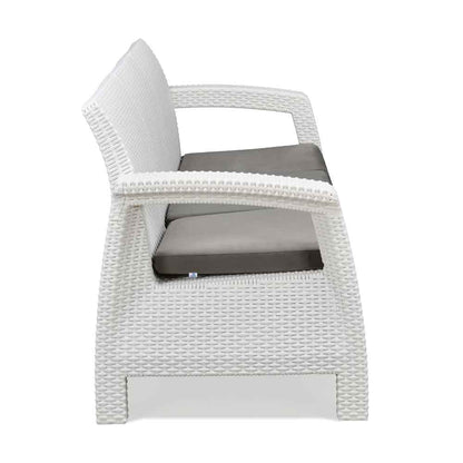 Nilkamal Goa Plastic 3 Seater Sofa with Cushion (Milky White and Grey)