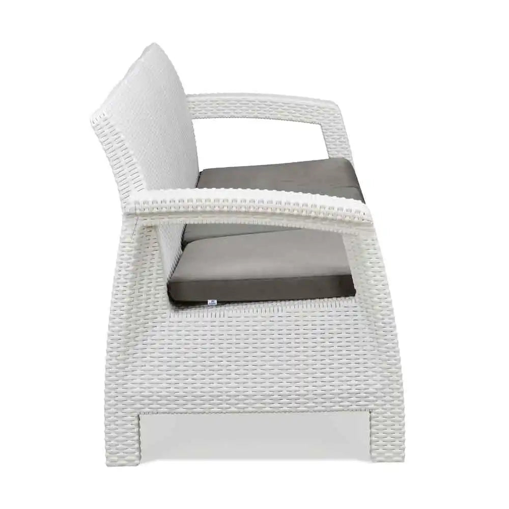 Nilkamal Goa Plastic 3 + 1 + 1 Seater Sofa with Cushion (Milky White and Grey)