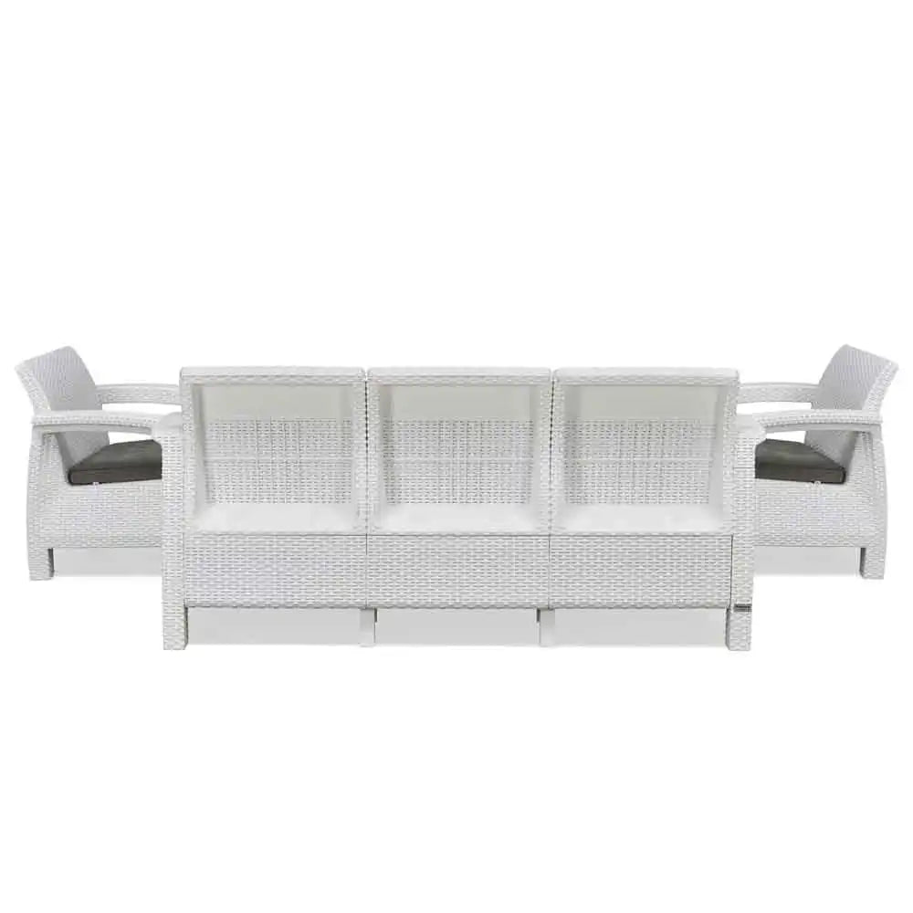 Nilkamal Goa Plastic 3 + 1 + 1 Seater Sofa with Cushion (Milky White and Grey)