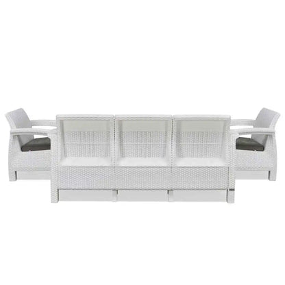 Nilkamal Goa Plastic 3 + 1 + 1 Seater Sofa with Cushion (Milky White and Grey)