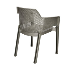 Nilkamal Captain Plastic Arm Chair With Leatherette Cushion (Metallic Dark)