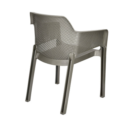 Nilkamal Captain Plastic Arm Chair With Leatherette Cushion (Metallic Dark)