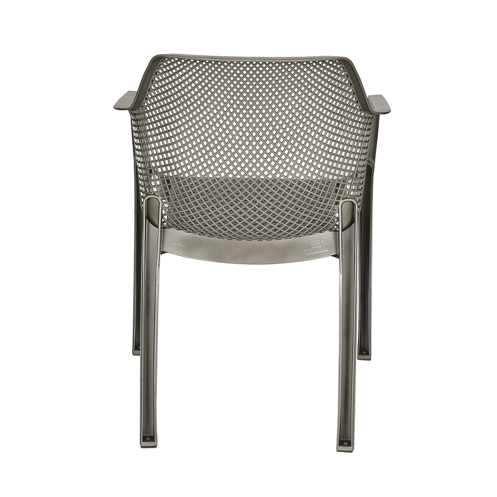 Nilkamal Captain Plastic Arm Chair With Leatherette Cushion (Metallic Dark)