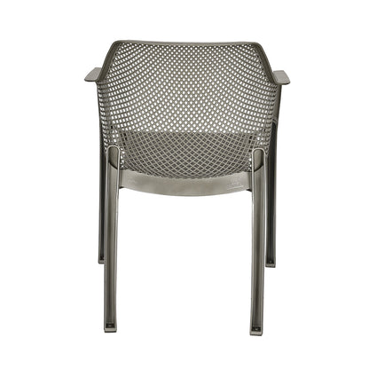 Nilkamal Captain Plastic Arm Chair With Leatherette Cushion (Metallic Dark)