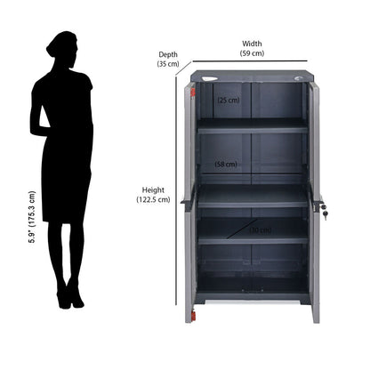 Nilkamal Freedom Mini Medium (FMM) Plastic Storage Cabinet (Haze Grey/Charcoal Grey)