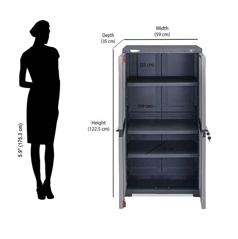 Nilkamal Freedom Mini Medium (FMM) Plastic Storage Cabinet (Haze Grey/Charcoal Grey)