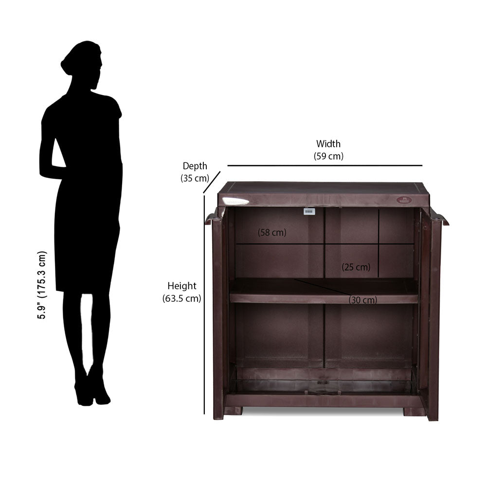 Nilkamal Freedom Mini Small (FMS) Plastic Storage Cabinet (Weather Brown)