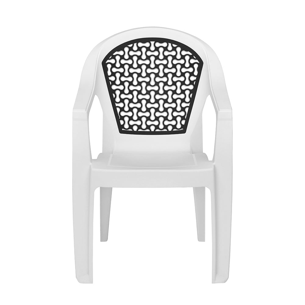 Nilkamal Paradise Plastic Arm Chair (Milky White & Black)