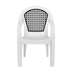 Nilkamal Paradise Plastic Arm Chair (Milky White & Black)