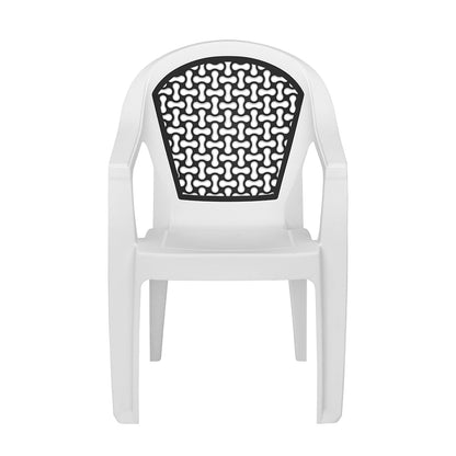 Nilkamal Paradise Plastic Arm Chair (Milky White & Black)