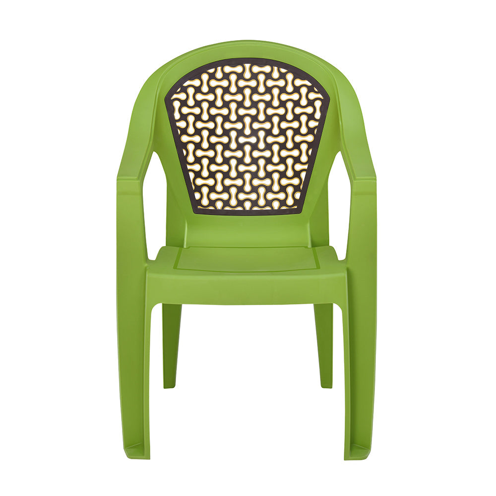Nilkamal Paradise Plastic Arm Chair (Lush Green, Season Rust Brown & Mustard Yellow)